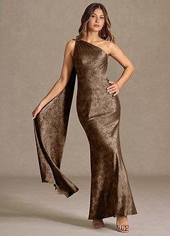 coffee brown satin dress SHEIN BAE Women's Coffee Brown Asymmetric One Shoulder Backless Mini Satin Dress,Elegant Summer Night Out Cocktail Party Wedding Guest Bridesmaid Attire