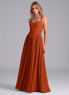 Azazie Francis Brautjungfernkleider A-Linie Korsett Chiffon Kleid Gebranntes Orange image5