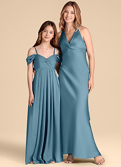 Azazie Kaitlynn Junior Vestido de Bermudas de Satén Elástico de Corte en A con Vestidos sin tirantes image3