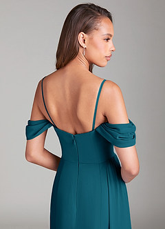 Azazie Amyra Bridesmaid Dresses Ink Blue Sheath Off the Shoulder Chiffon Convertible Dress image8