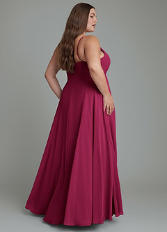 Azazie Amani Vestidos de damas de honor Vestido Borgoña de Gasa de Línea A con Plisado image2