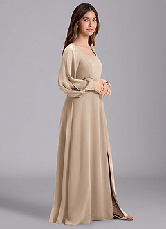 Azazie Bondi Junior Robe Trapèze en Mousseline de soie Blouson Taupe image4