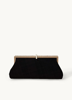 Elegant Rhinestone Embellished Velvet Clutch Bag