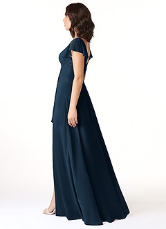 Azazie Omari Brautjungfernkleider A-Linie Chiffon Kleid Dunkelmarine image3