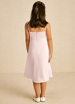 Azazie Zuzu Flower Girl Dresses Blushing Pink A-Line Spaghetti Strap Stretch Satin Dress image2