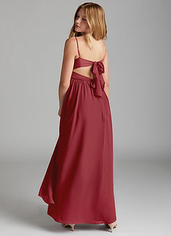 Azazie Zeya Junior Pomegranate A-Line Chiffon Dress image5