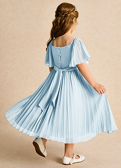 Azazie Gisele Abiti da Ragazza di Fiori Abito A-Line in Chiffon Plissettato Azzurro image3