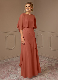 Azazie Bowie Kleider für die Brautmutter A-Linie Chiffon Kleid Lehm image2