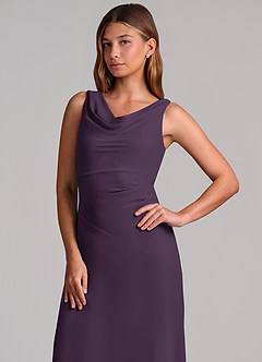 Azazie Nerine Brudtärnklänningar Klä av A-Linje i Chiffong Plisserad Plommon image6