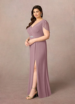 Azazie Marianne Mother of the Bride Dresses Dusty Rose Sheath V-Neck Pleated Chiffon Dress image8