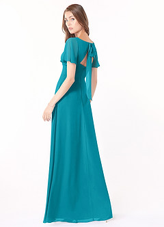 Azazie Kimber Bridesmaid Dresses Jade A-Line Flounce Sleeve Chiffon Dress image4