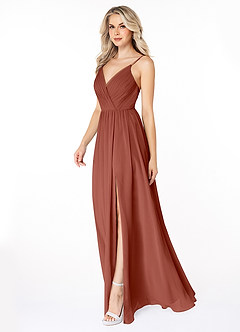 Azazie Gracie Bridesmaid Dresses Auburn A-Line Pleated Chiffon Dress image6
