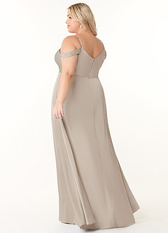 Azazie Ocean Brautjungfernkleider A-Linie V-Hals Gefaltet Stretch-Satin Kleid Frost image4