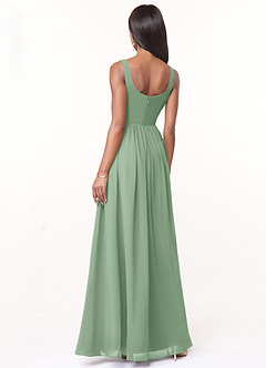 Azazie Keyla Vestidos de damas de honor Vestido Matcha de Gasa de Línea A con Cuello en V Plisado image2