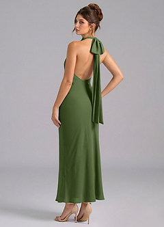 Azazie Velli Bridesmaid Dresses Olive Mermaid High Neck Chiffon Dress image6