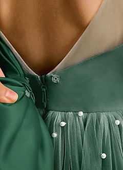 Azazie Trudy Flower Girl Dresses Dark Green Ball-Gown Sweetheart Neckline Tulle Dress image8