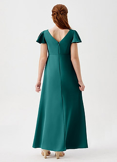 Azazie Soren Junior Peacock A-Line Ruched Stretch Satin Dress image2