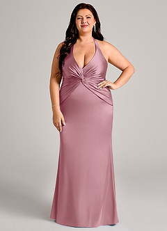 Azazie Valerie Brautjungfernkleider Meerjungfrau-Linie Plissee Stretch-Satin Kleid Vintage Mauve image7