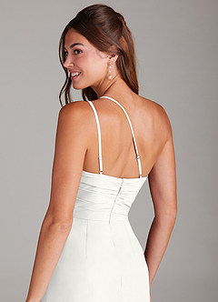 Azazie Eren Bridesmaid Dresses White Mermaid One Shoulder Chiffon Dress image2