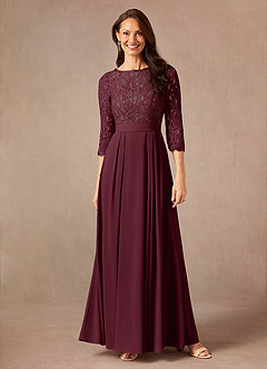 Azazie Lucianna Mother of the Bride Dresses Cabernet Taupe A-Line Lace Dress image1