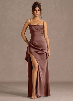 Thora Mocha Coco Open Back Prom Dress | Azazie