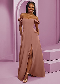 Barbie ♥ Azazie Bridesmaid Dresses Cedar Rose A-Line Off the Shoulder Chiffon Convertible Dress image1