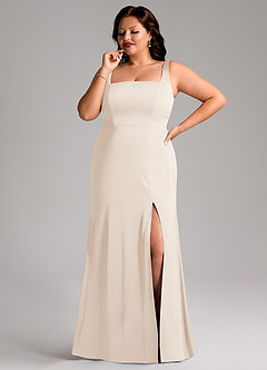 Azazie Frostine Bridesmaid Dresses White Alabaster A-Line Bow Stretch Satin Dress image2
