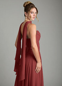 Azazie Gabriela Bridesmaid Dresses Terracotta A-Line Corset Chiffon Dress image12