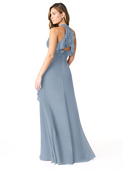 Azazie Aviv Bridesmaid Dresses Dusty Blue A-Line Pleated Chiffon Dress image2