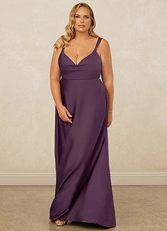 Christian Siriano Bridal for Azazie 1001 Brautjungfernkleider A-Linie Herzausschnitt Stretch-Satin Kleid Pflaume image15