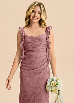 Azazie Jessamine Junior Dusty Rose Mermaid Sweetheart Neckline Floral Burnout Dress image6