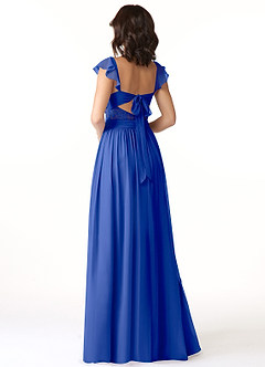 Azazie Lissa Bridesmaid Dresses Royal Blue A-Line Lace Chiffon Dress image5
