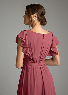 Azazie Daphne Modest Bridesmaid Dresses A-Line Ruffled Chiffon Floor-Length Dress image6