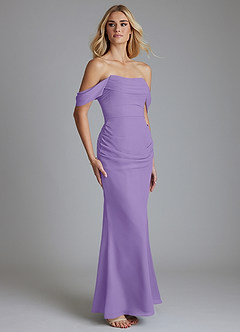 Azazie Luiza Bridesmaid Dresses Tahiti Mermaid Off the Shoulder Chiffon Dress image4