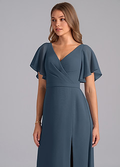 Azazie Ambrosia Bridesmaid Dresses Neptune A-Line Pleated Chiffon Dress image7