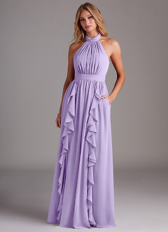 Azazie Avary Bridesmaid Dresses Lilac A-Line Pleated Chiffon Dress image4