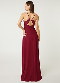 Azazie Minie Final Sale Burgundy A-Line Bow Chiffon Dress image2