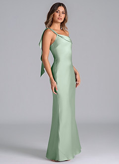 Azazie Driea Brudtärnklänningar Klä av Sjöjungfru i Stretch Satin Ena axeln Agave image4