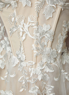 Azazie Aurorie Robes de mariée Robe Trapèze en Tulle Paillettes Diamant Blanc Champagne image8