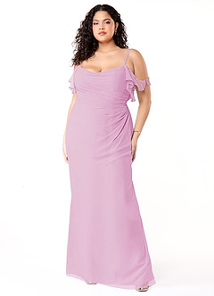 Azazie Emeralda Abiti da Damigella Abito Tubino in Chiffon a Spalla Scoperta Rosa Confetto image7