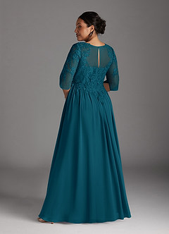 Azazie Mirielle Kleider für die Brautmutter A-Linie Schaufel Spitze Chiffon Kleid Tintenblau image8