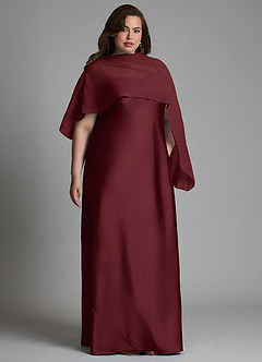 Azazie Jaleesa Bridesmaid Dresses Cabernet Sheath High Neck Stretch Satin Dress image10
