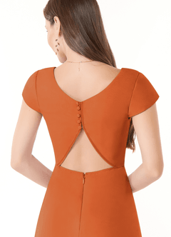 Azazie Hainsly Robes de demoiselle d'honneur Robe Trapèze en Mousseline de soie Encolure en Forme de Cœur Cannelle image6