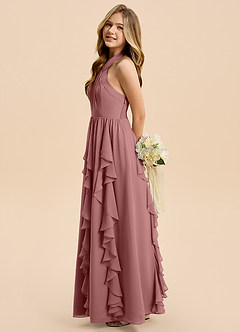 Azazie Daisy Junior Desert Rose A-Line Chiffon Dress image5