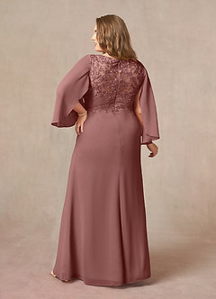 Azazie Perry Mother of the Bride Dresses Desert Rose Mermaid V-Neck Lace Chiffon Dress image8