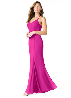 Azazie Carolina Bridesmaid Dresses Fuchsia Mermaid Ruched Chiffon Dress image2