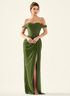 Seraphinalyn Olive Satin Faced Chiffon Satin Faced Chiffon Prom Dress image6