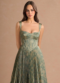 Vestido Platino Verde Azulado Midi Isonelle image5
