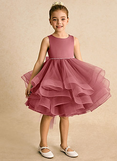 Azazie Tinie Robe Demoiselle D'honneur Fillette Robe Princesse en Tulle Arc Antique Rose image2