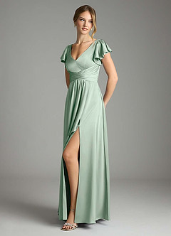 Azazie Omari Brudtärnklänningar Klä av A-Linje i Stretch Satin Agave image10